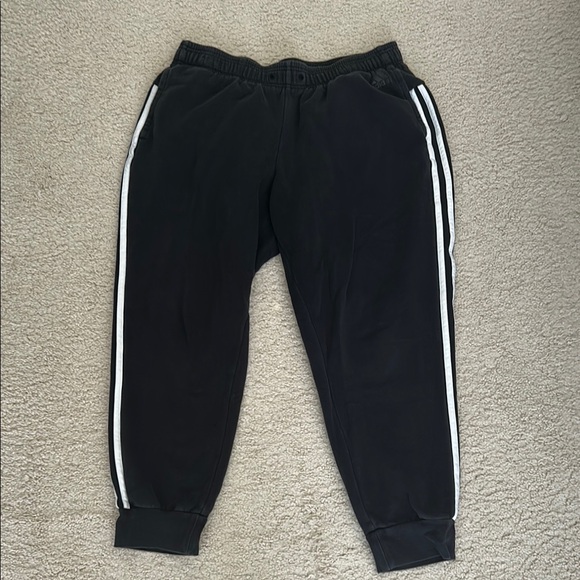 Adidas Womens Black Sweat Pants with White Stripes - Picture 1 of 4